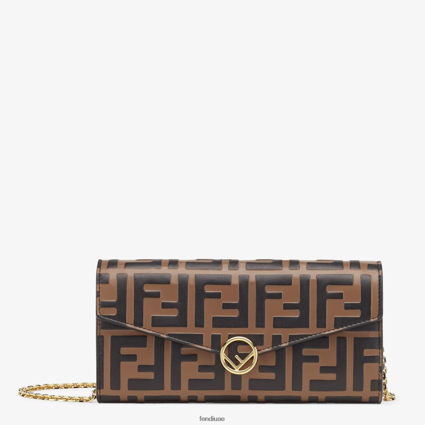 كونتيننتال مع محفظة جلدية بسلسلة أسود Fendi نحيف مُكَمِّلات TNL80L1474
