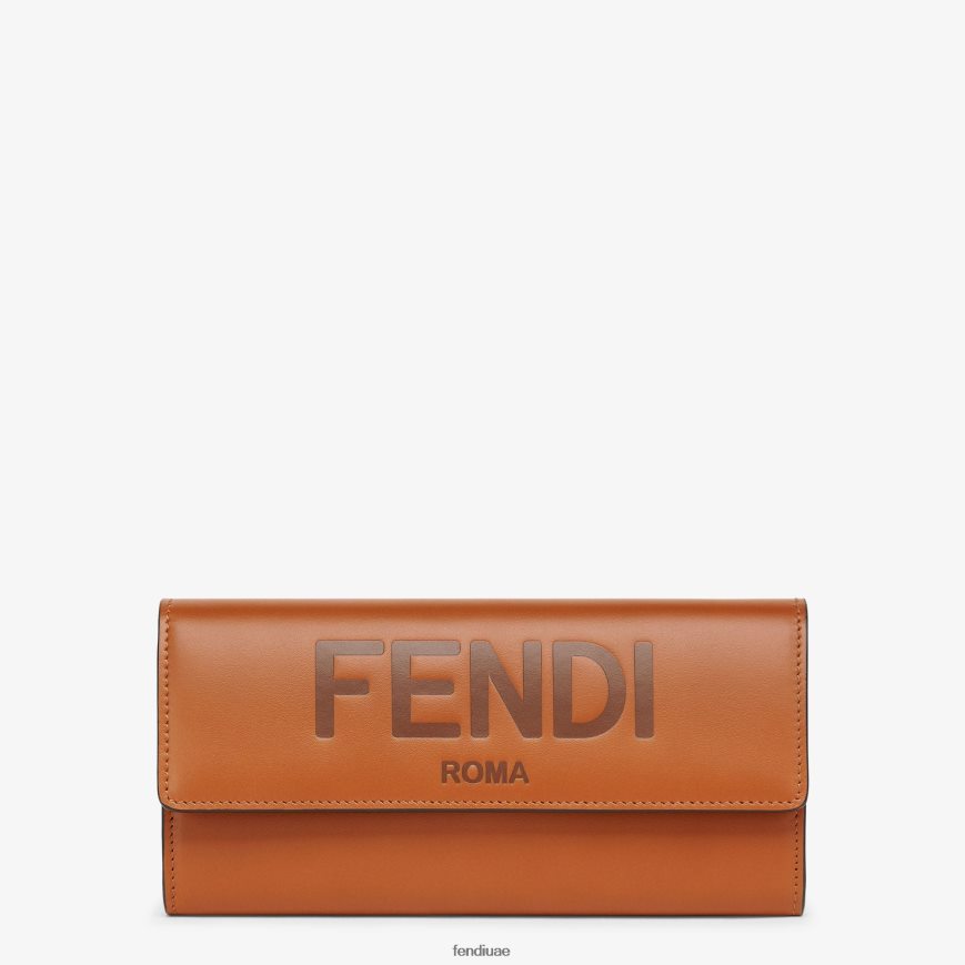 محفظة جلدية كونتيننتال بني Fendi نحيف مُكَمِّلات TNL80L1489