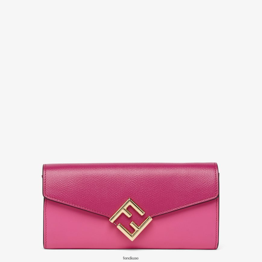 محفظة بلونين من الفوشيا والجلد اللون البيج Fendi نحيف مُكَمِّلات TNL80L1516