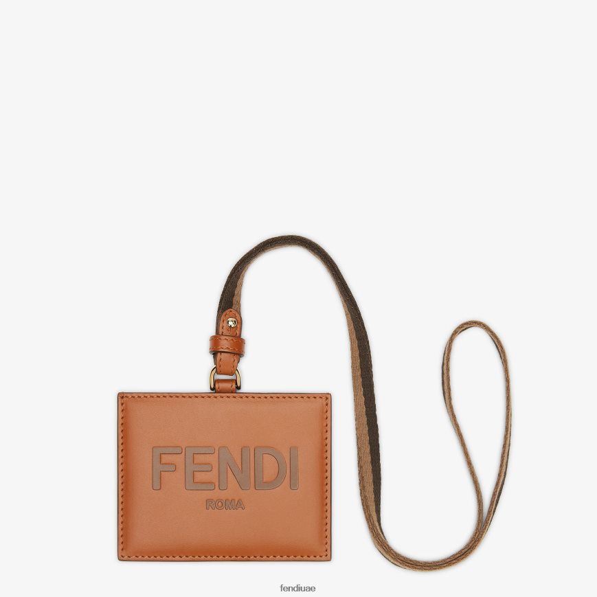 شارة اسم جلدية بني Fendi نحيف مُكَمِّلات TNL80L1555