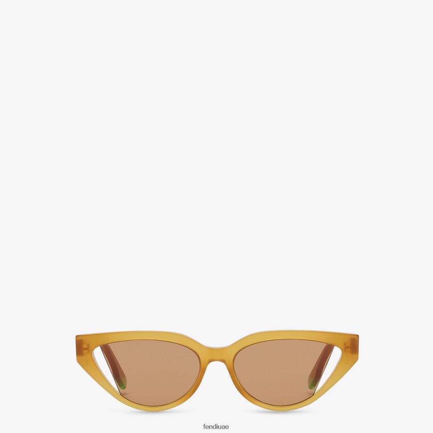 نظارات شمسية من أسيتات الكراميل الشفاف اللون البيج Fendi نحيف مُكَمِّلات TNL80L156