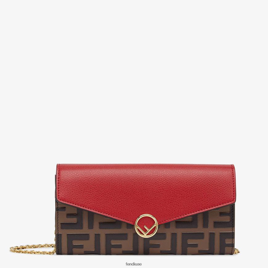 كونتيننتال مع محفظة جلدية بسلسلة أحمر Fendi نحيف مُكَمِّلات TNL80L1597