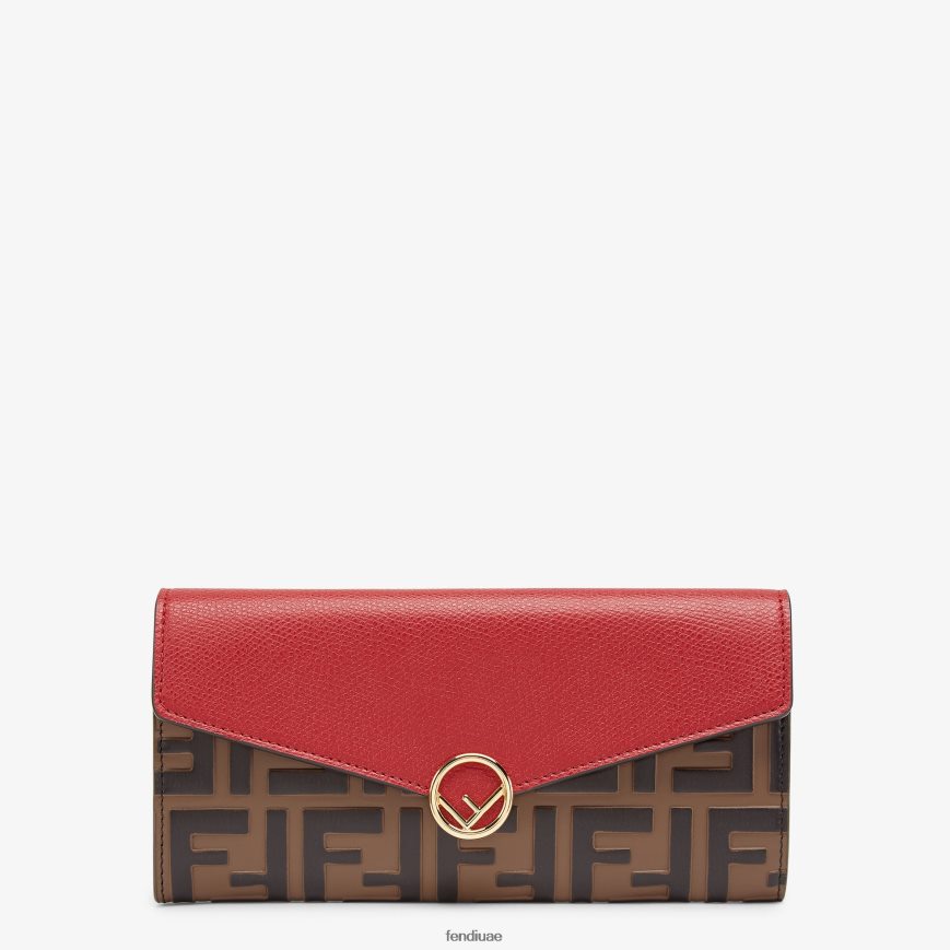 محفظة جلدية كونتيننتال أحمر Fendi نحيف مُكَمِّلات TNL80L1599