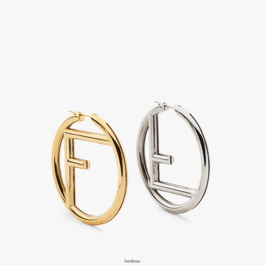 أقراط البلاديوم متعدد الألوان Fendi نحيف مجوهرات TNL80L1620