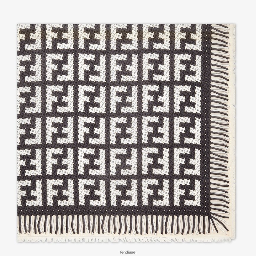 شال مشروط والحرير أسود Fendi نحيف مُكَمِّلات TNL80L179
