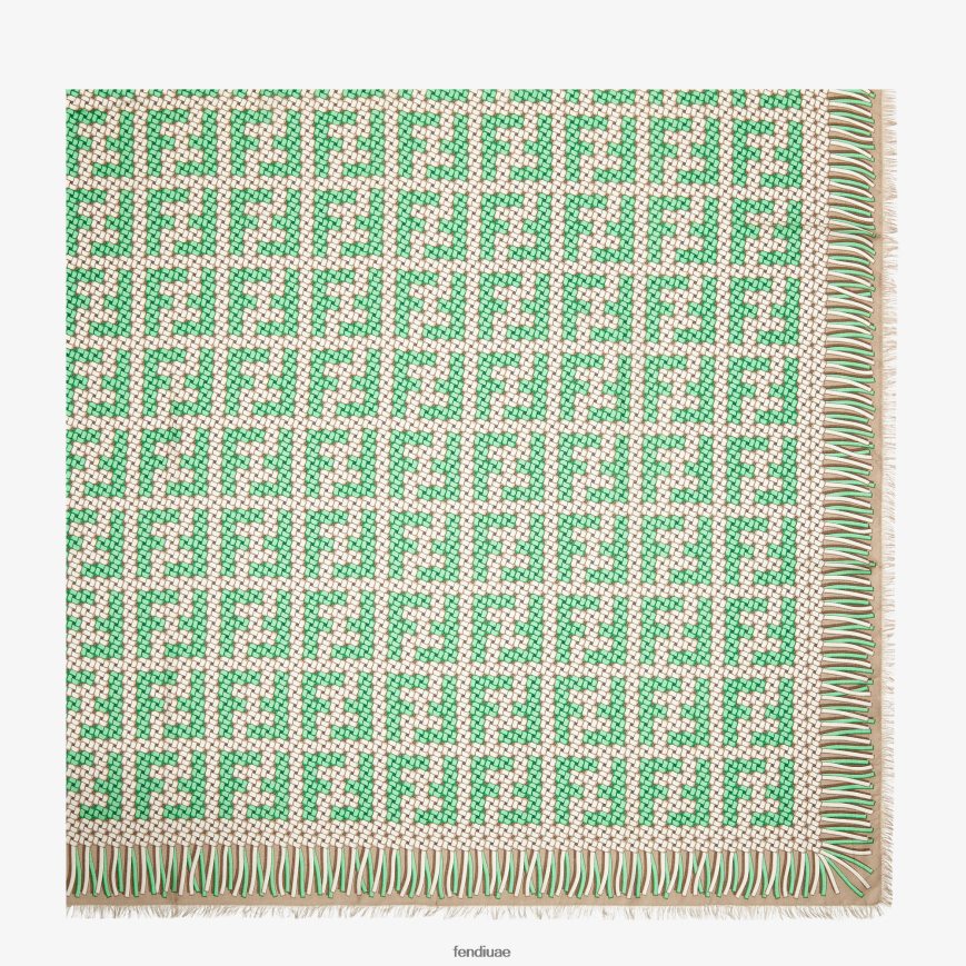 شال مشروط والحرير أخضر Fendi نحيف مُكَمِّلات TNL80L182