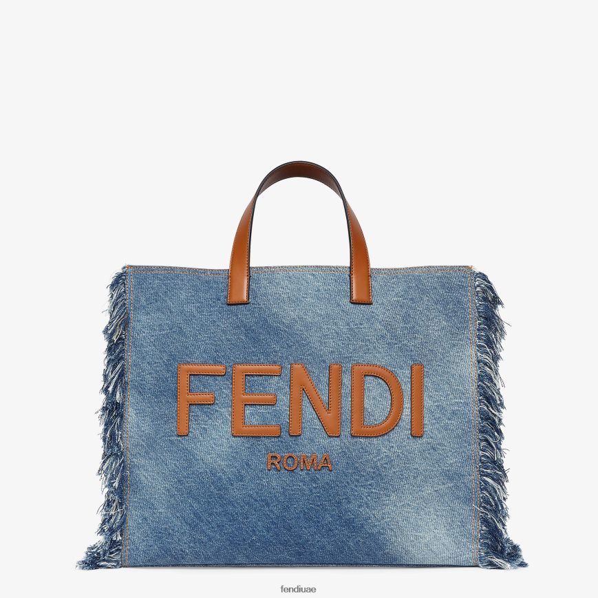 حقيبة الدنيم مع هامش أزرق Fendi رجال مُكَمِّلات TNL80L1868