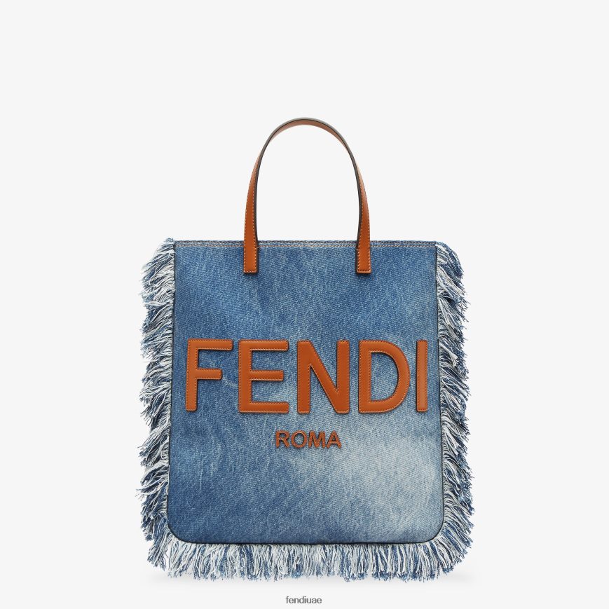 حقيبة الدنيم مع هامش أزرق Fendi رجال مُكَمِّلات TNL80L1873
