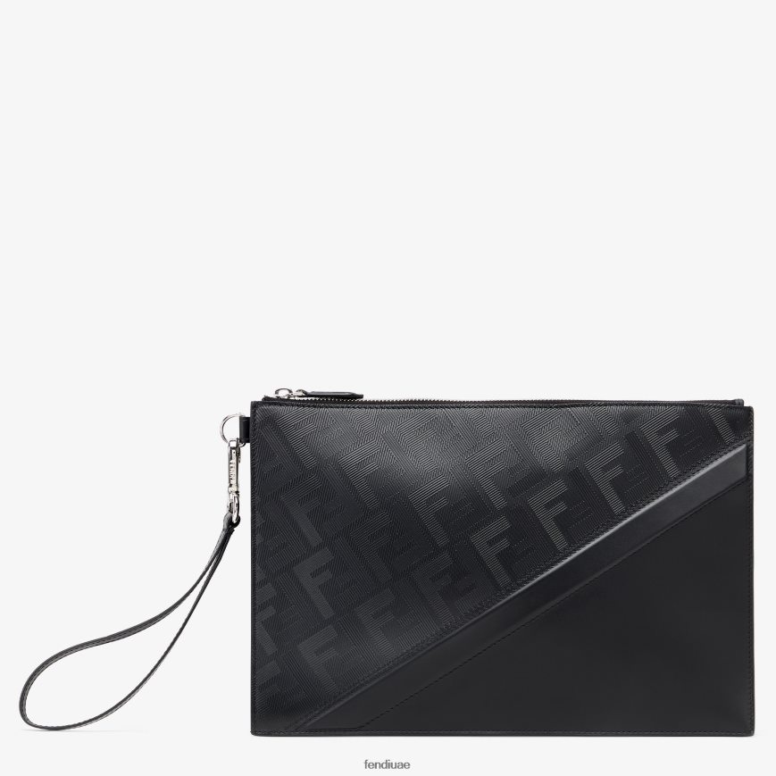 حقيبة جلدية قطرية الظل أسود Fendi رجال مُكَمِّلات TNL80L1897
