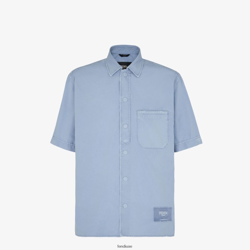 قميص قطني أزرق فاتح Fendi رجال ثياب TNL80L1910