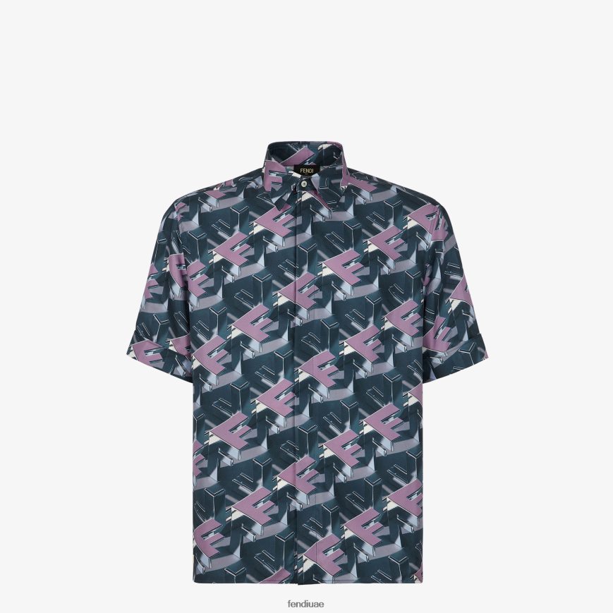 قميص من الحرير متعدد الألوان Fendi رجال ثياب TNL80L1912