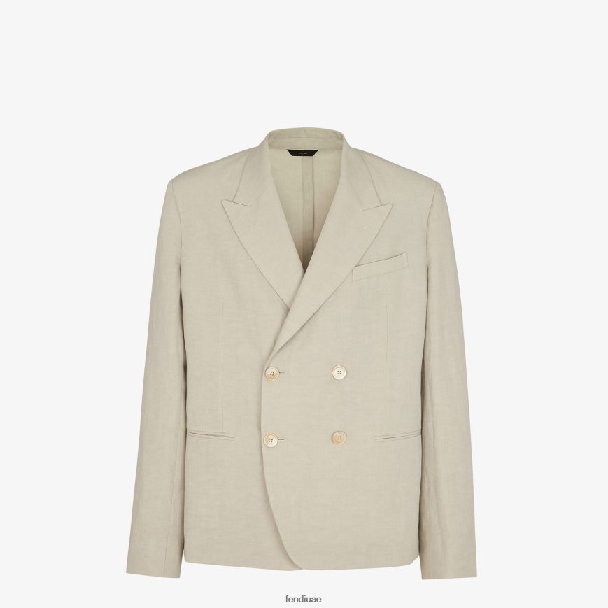 سترة الكتان رمادي Fendi رجال ثياب TNL80L1914