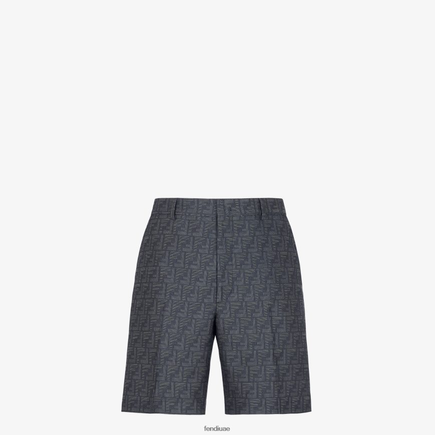 السراويل قماش الجاكار أزرق Fendi رجال ثياب TNL80L1918