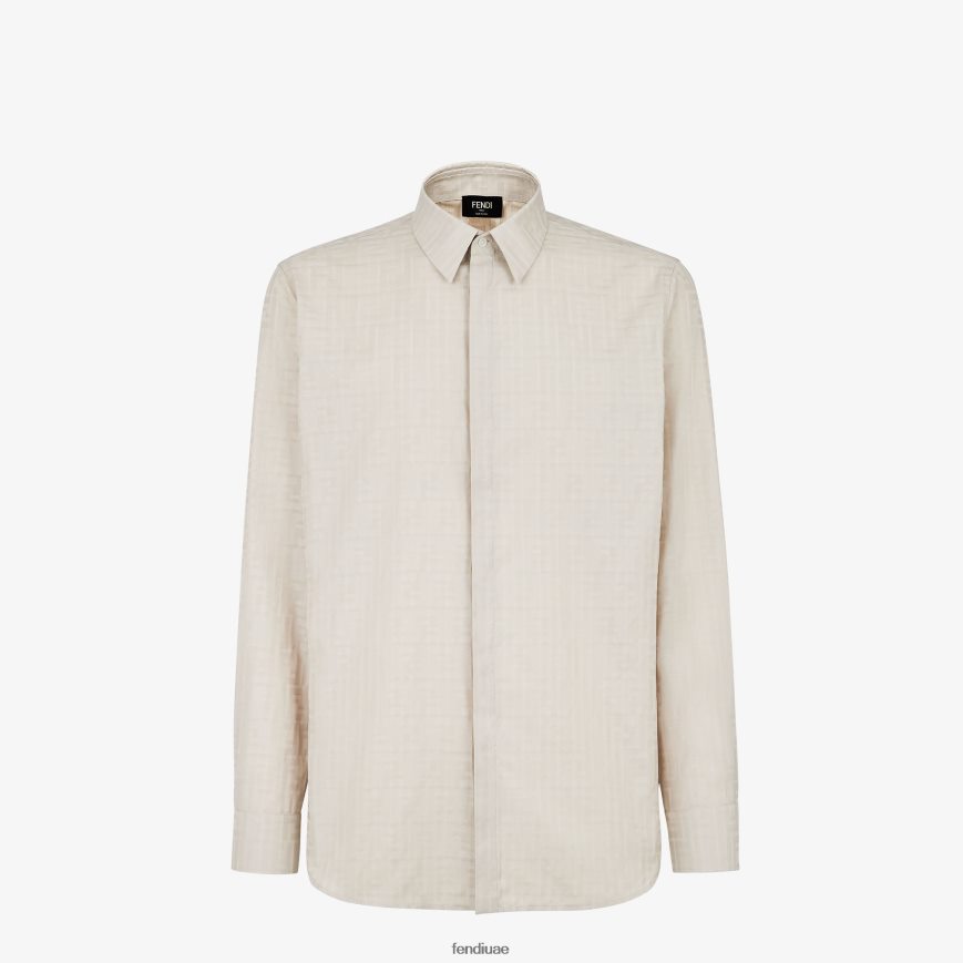 قميص من القطن والفسكوز اللون البيج Fendi رجال ثياب TNL80L1933