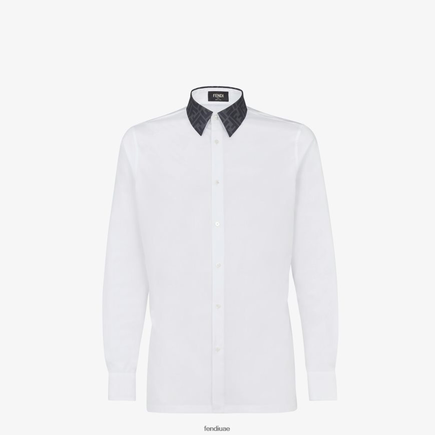 قميص قطني أبيض Fendi رجال ثياب TNL80L1937