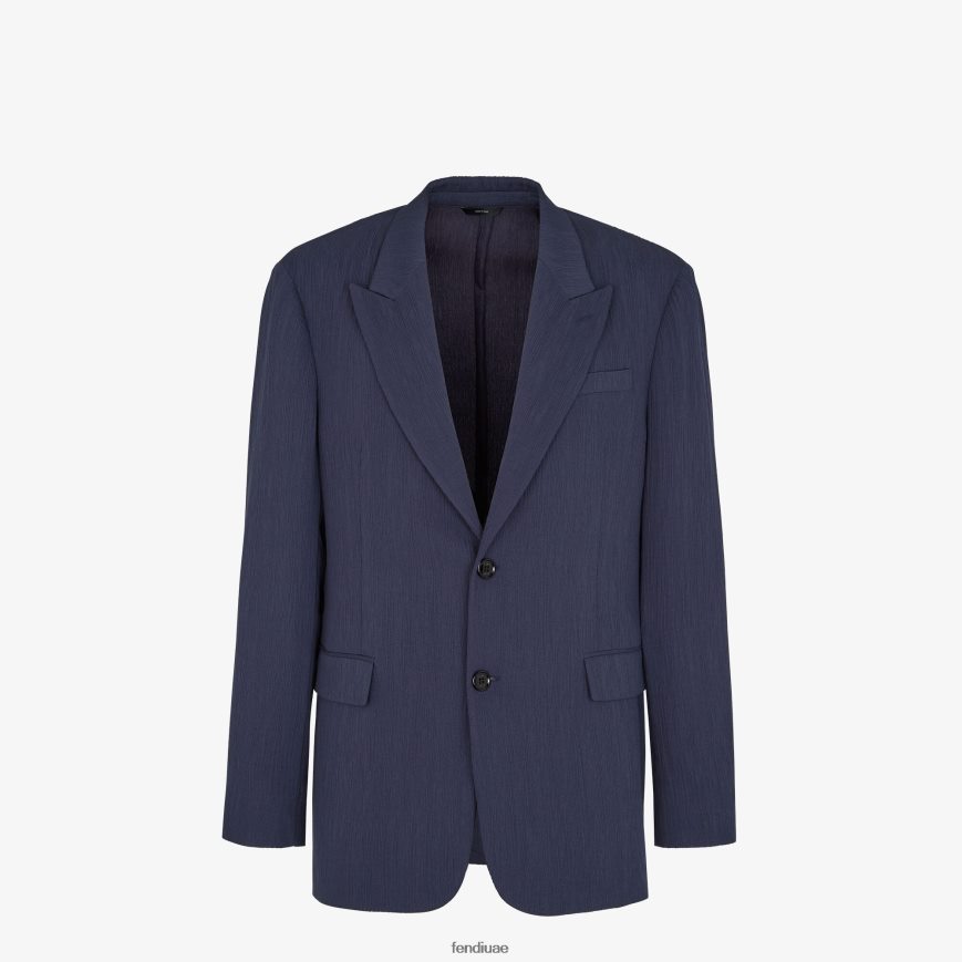 سترة فسكوزي أزرق Fendi رجال ثياب TNL80L1940