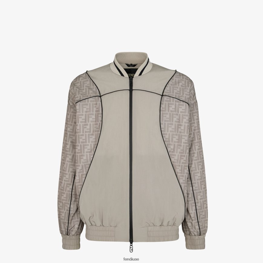 سترة بومبر من النايلون اللون البيج Fendi رجال ثياب TNL80L1946