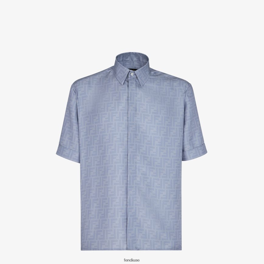 قميص من الحرير أزرق فاتح Fendi رجال ثياب TNL80L1948