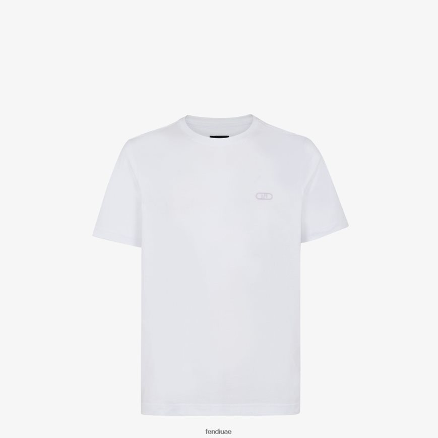 تي شيرت جيرسي أبيض Fendi رجال ثياب TNL80L1982