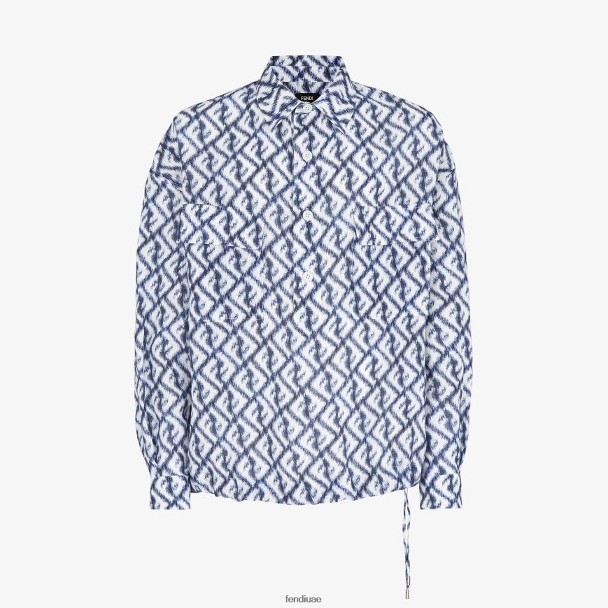 قميص الكتان متعدد الألوان Fendi رجال ثياب TNL80L2007