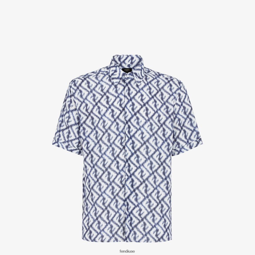 قميص الكتان أزرق Fendi رجال ثياب TNL80L2009