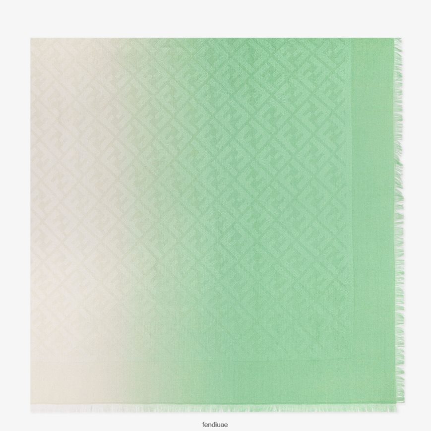 شال من الحرير والصوف أخضر Fendi نحيف مُكَمِّلات TNL80L204