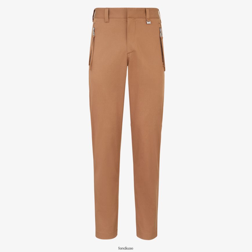 السراويل القطنية بني Fendi رجال ثياب TNL80L2047