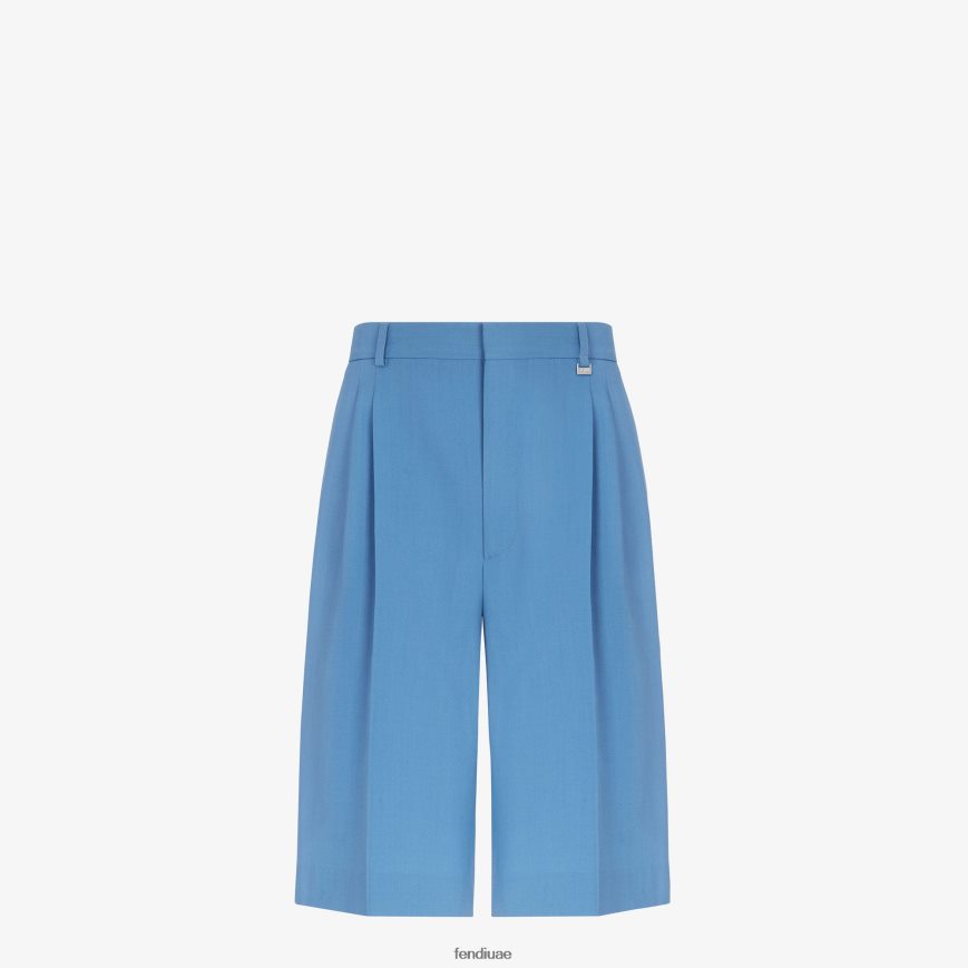 السراويل الصوفية أزرق Fendi رجال ثياب TNL80L2065