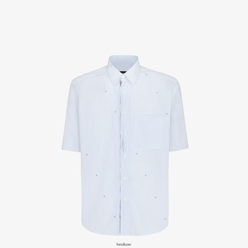 قميص قطني أزرق فاتح Fendi رجال ثياب TNL80L2070