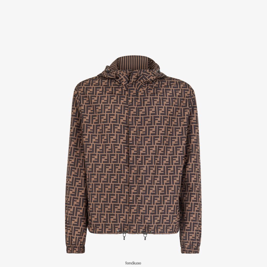 سترة واقية من النايلون بني Fendi رجال ثياب TNL80L2081
