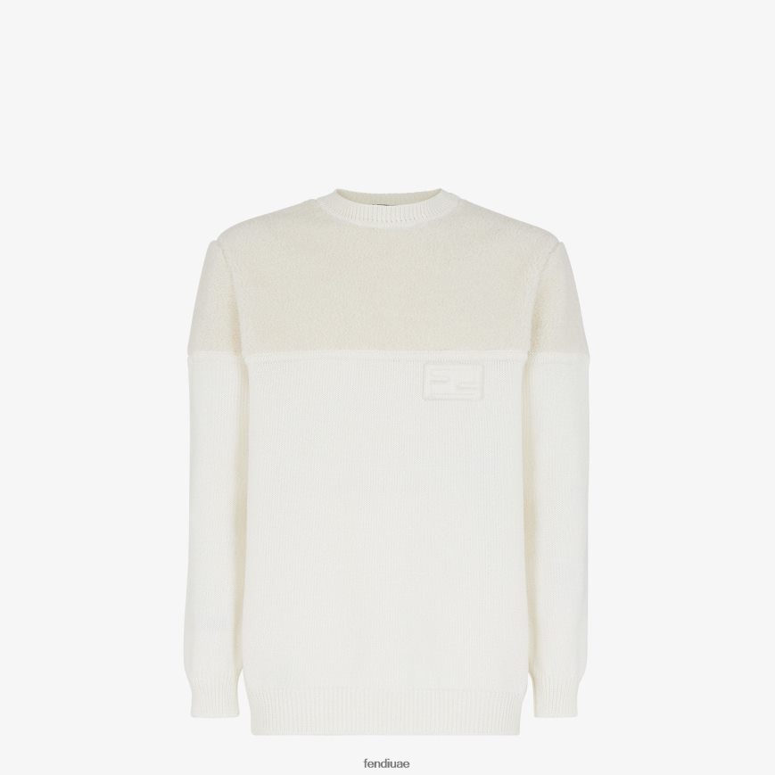 سترة من الحرير والصوف أبيض Fendi رجال ثياب TNL80L2095