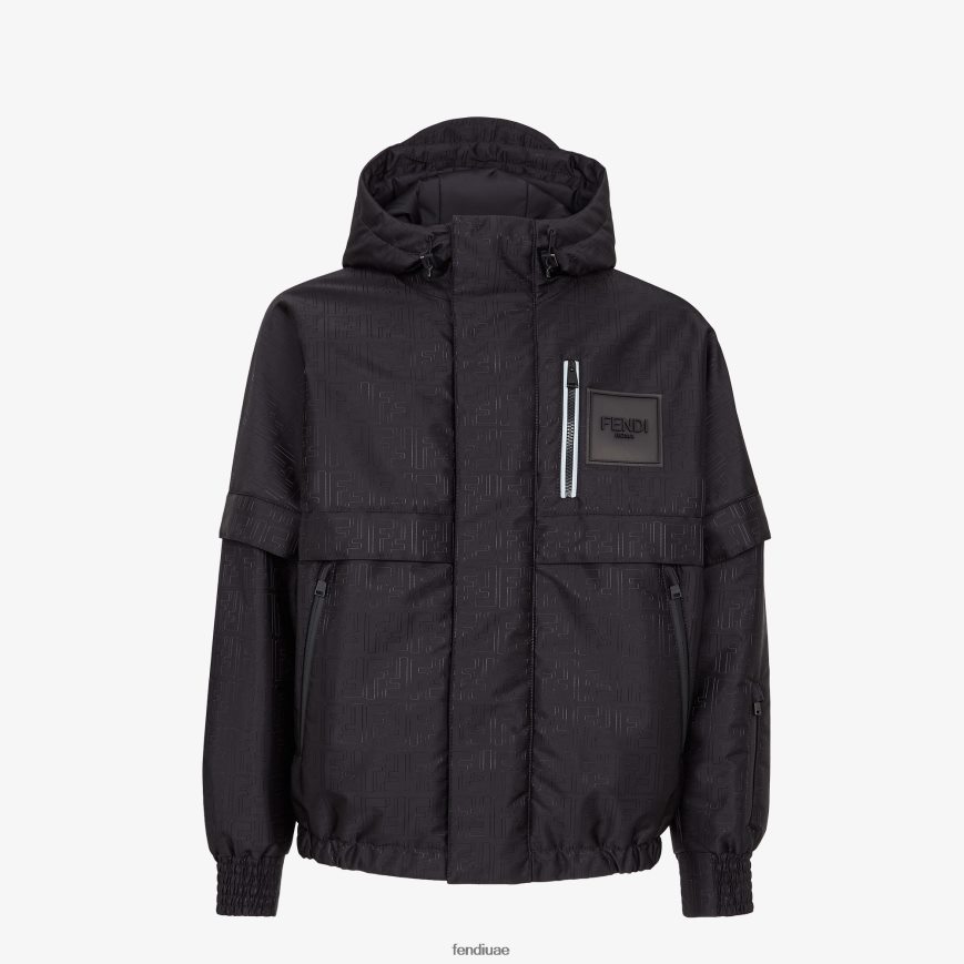 سترة أسفل النسيج التكنولوجيا أسود Fendi رجال ثياب TNL80L2101