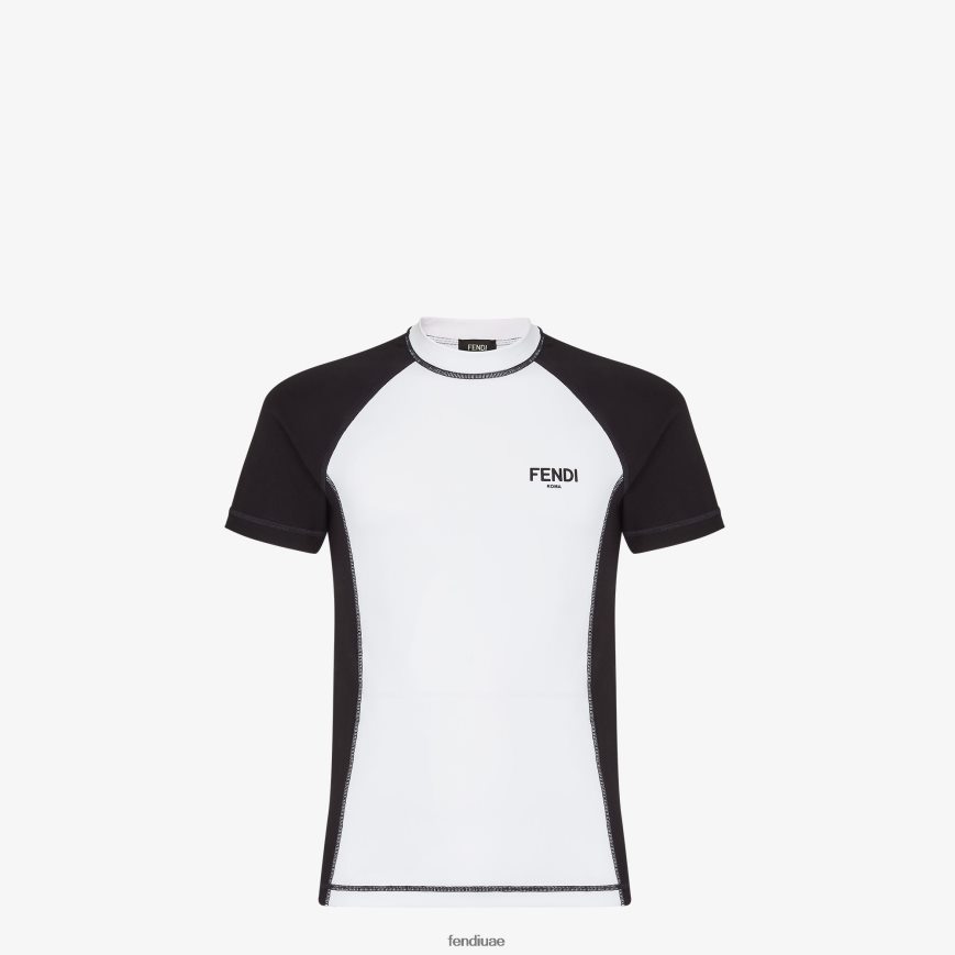 القطن تي شيرت أبيض Fendi رجال ثياب TNL80L2109