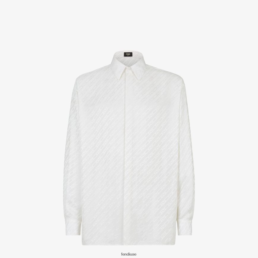 قميص قطني أبيض Fendi رجال ثياب TNL80L2111