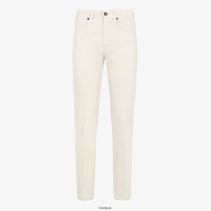 سراويل جينز أبيض Fendi رجال ثياب TNL80L2120
