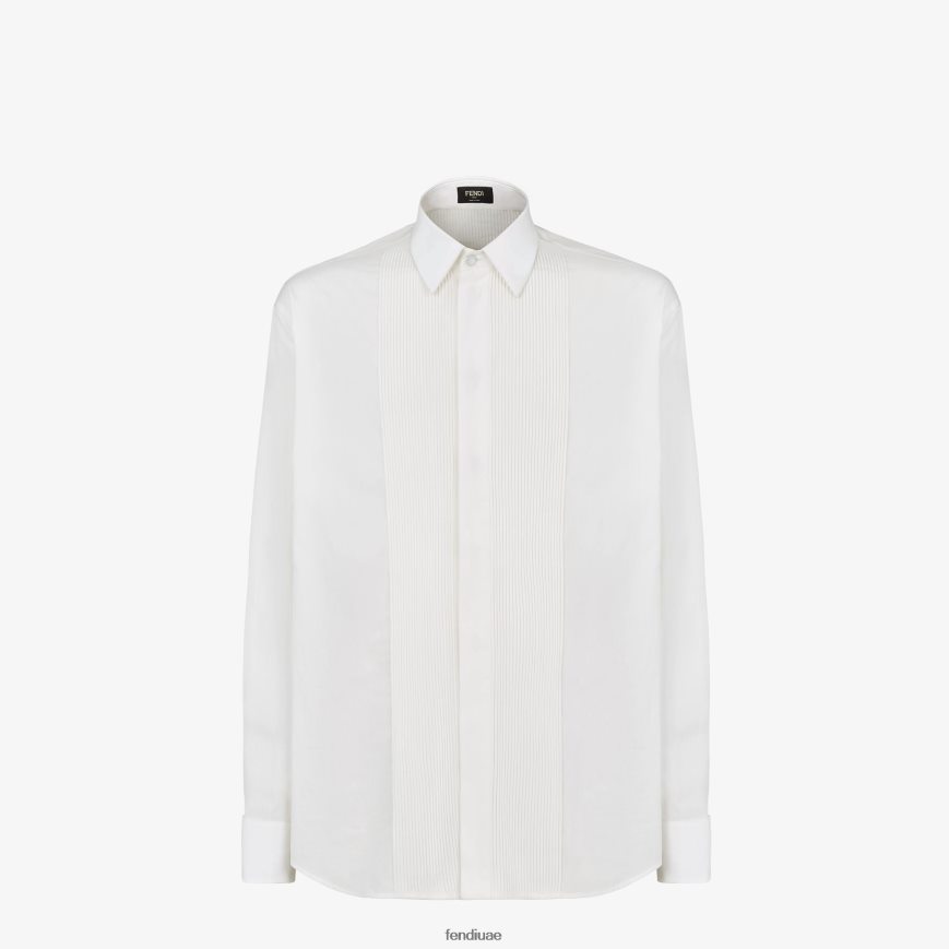 قميص قطني أبيض Fendi رجال ثياب TNL80L2127