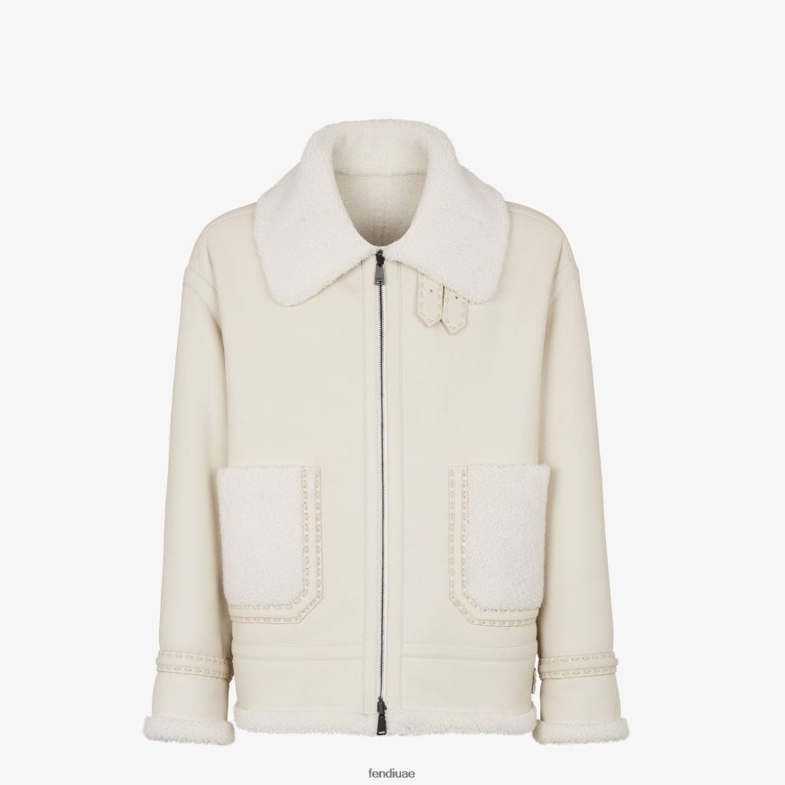 سترة شيرلنغ أبيض Fendi رجال ثياب TNL80L2159
