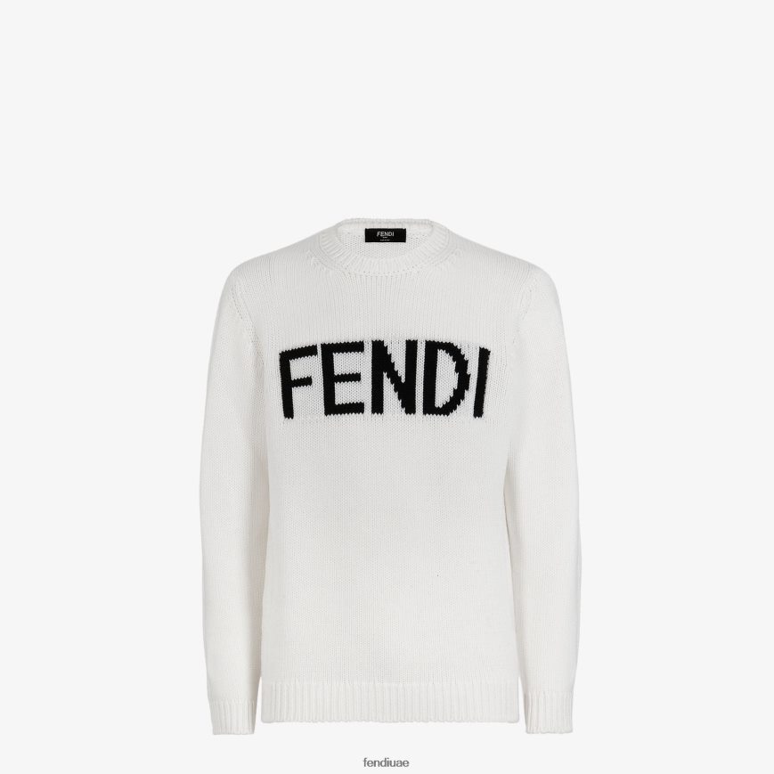كنزة صوف أبيض Fendi رجال ثياب TNL80L2167
