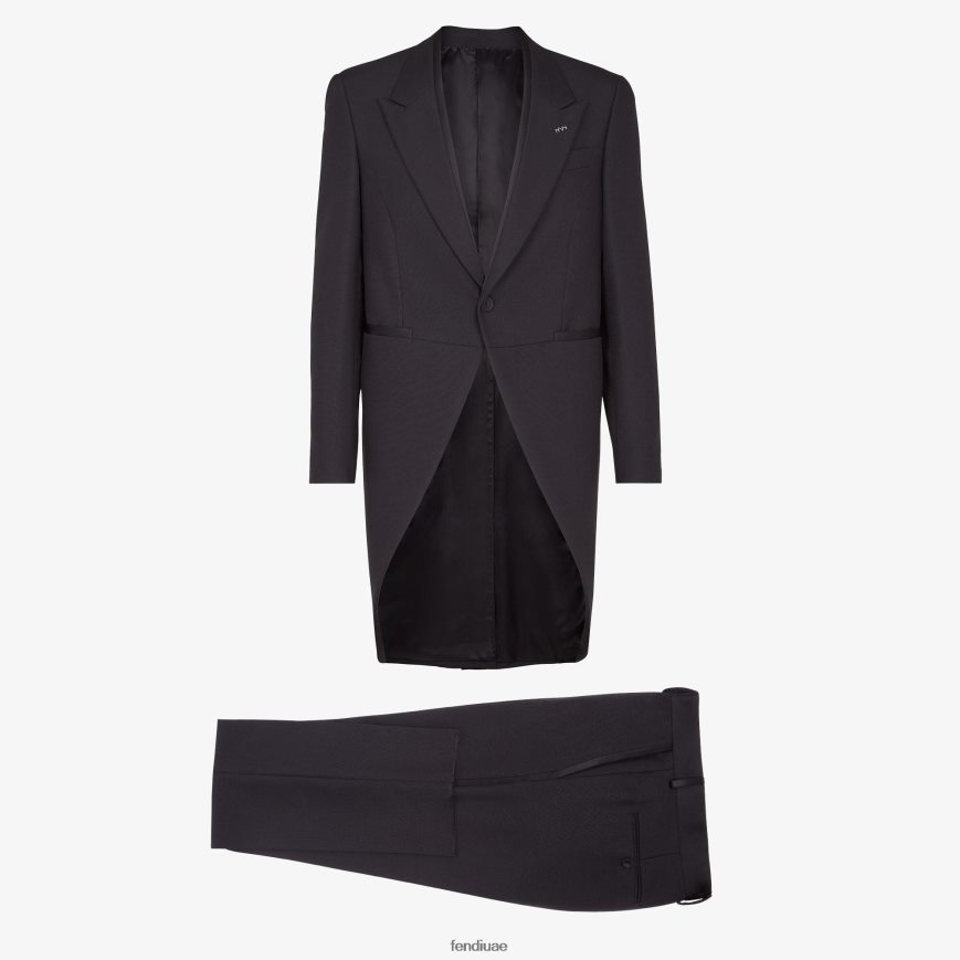 بدلة صوف أسود Fendi رجال ثياب TNL80L2198