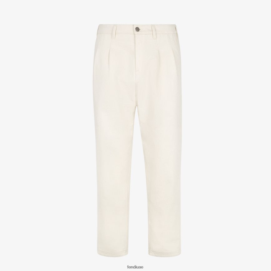سراويل جينز أبيض Fendi رجال ثياب TNL80L2201