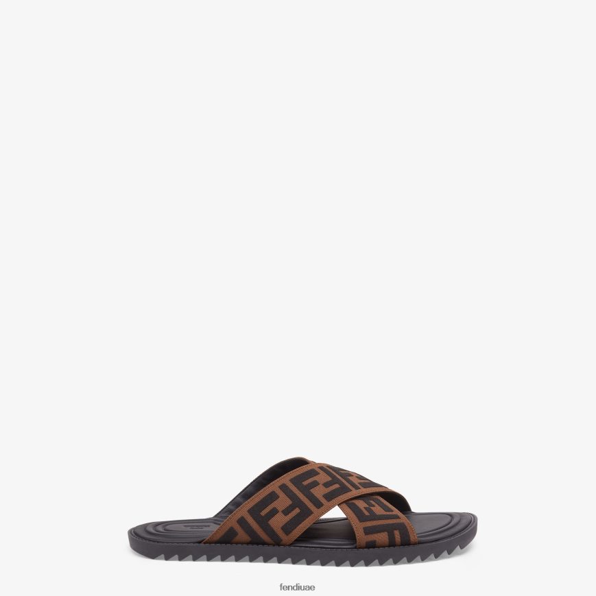 شرائح متعددة الأقمشة بني Fendi رجال أحذية TNL80L2227