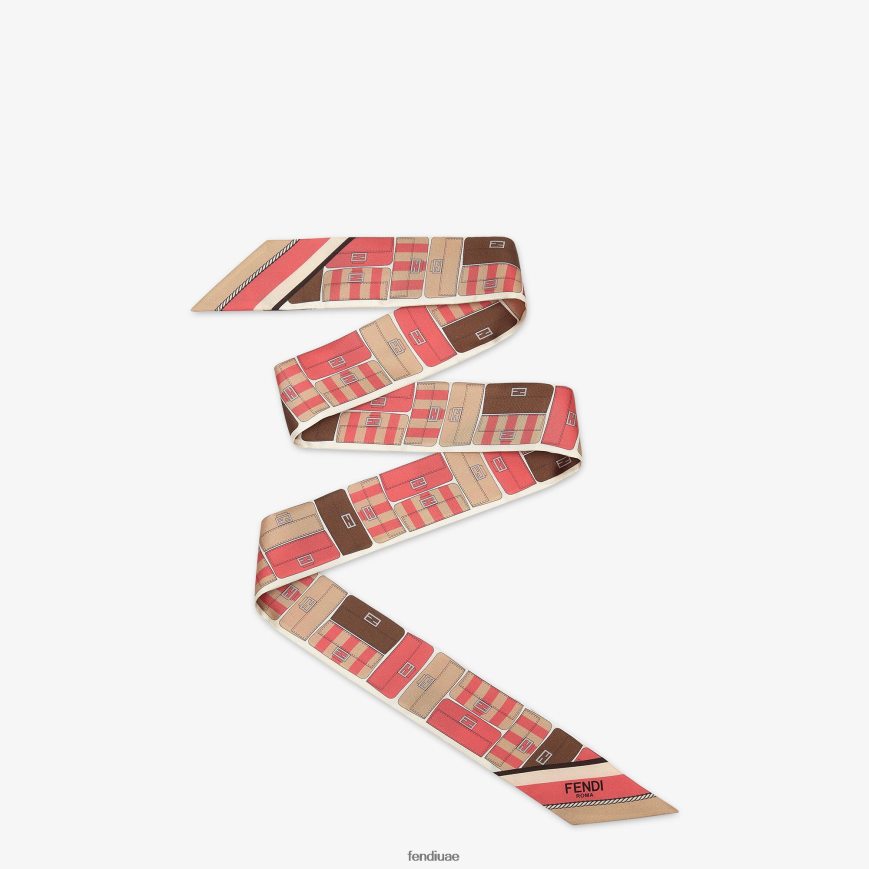 عصابة حرير ملفوفة لون القرنفل Fendi نحيف مُكَمِّلات TNL80L225