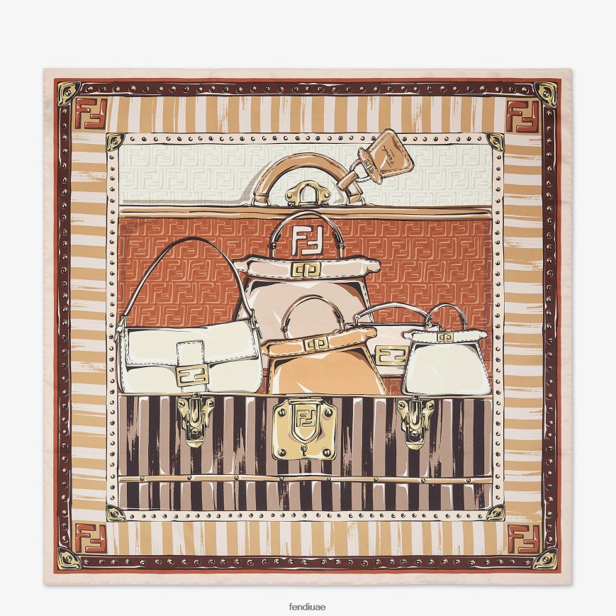 فولار الحرير متعدد الألوان Fendi نحيف مُكَمِّلات TNL80L23