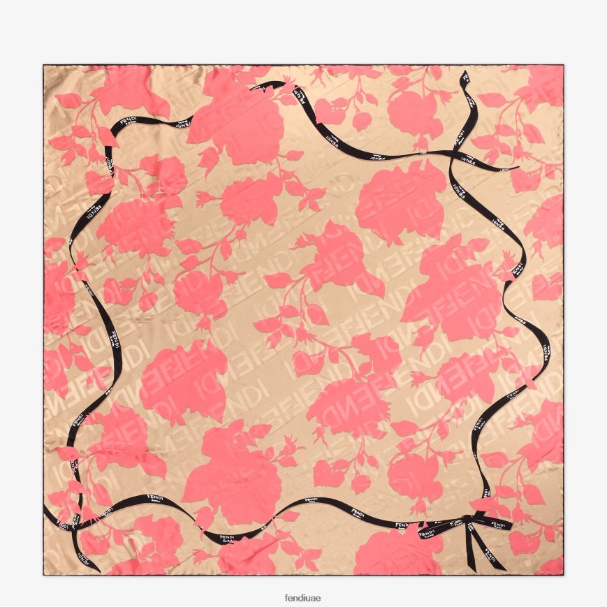 فولار من الحرير العضوي لون القرنفل Fendi نحيف مُكَمِّلات TNL80L239