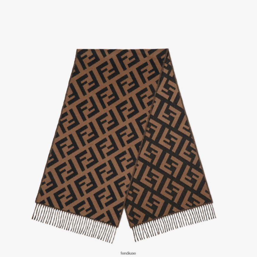وشاح الكشمير بني Fendi نحيف مُكَمِّلات TNL80L240