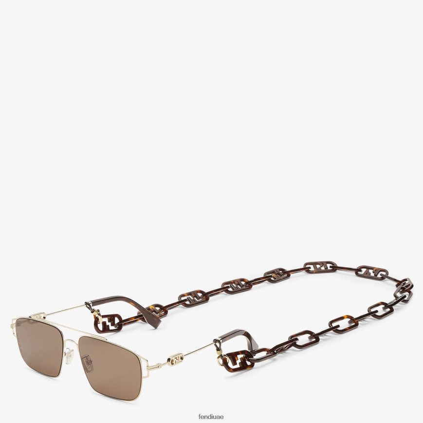نظارات شمسية معدنية وعدسات مع سلسلة نظارة موضة Fendi رجال مُكَمِّلات TNL80L2430