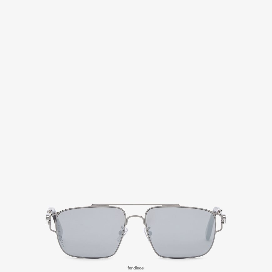 نظارات شمسية من معدن الروثينيوم مع عدسات مرآة أسود Fendi رجال مُكَمِّلات TNL80L2444