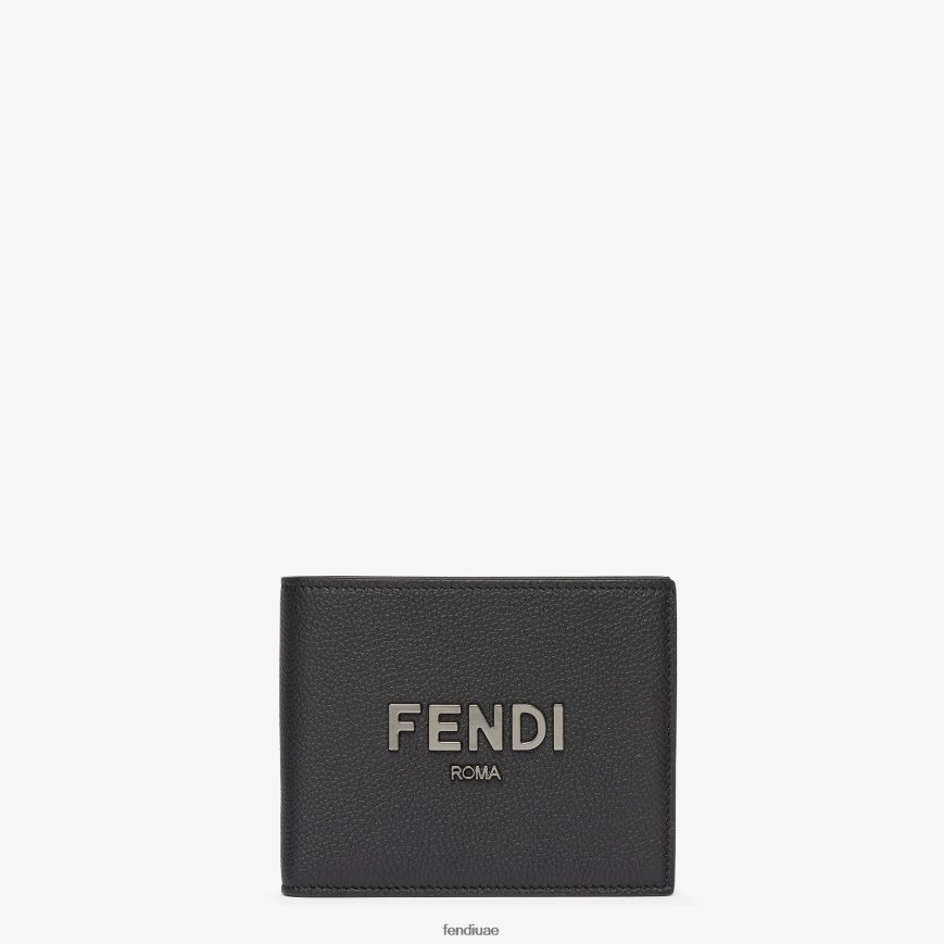 محفظة جلدية ثنائية الطي تحمل توقيع أسود Fendi رجال مُكَمِّلات TNL80L2612
