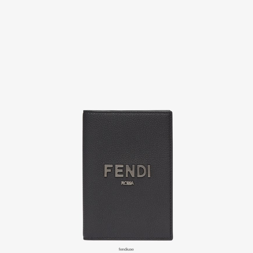 غطاء جواز سفر جلدي أسود Fendi رجال مُكَمِّلات TNL80L2613
