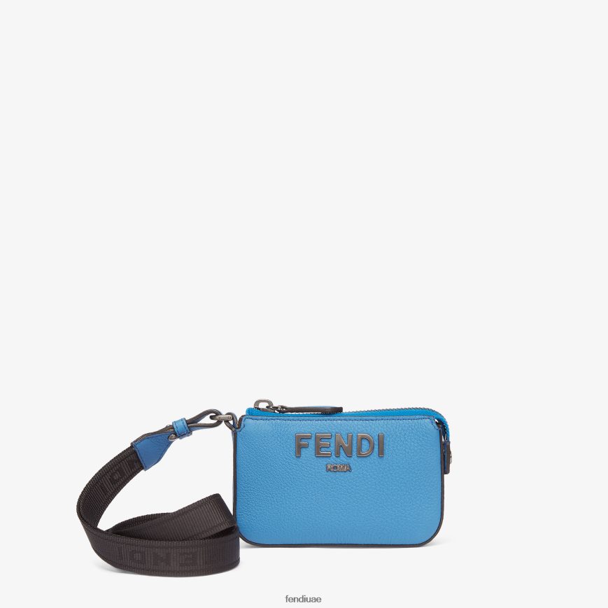 محفظة النقود الجلدية أزرق فاتح Fendi رجال مُكَمِّلات TNL80L2616
